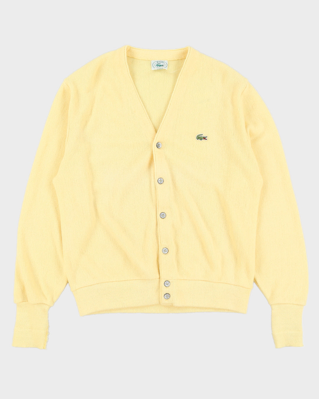 Vintage 80s Lacoste Yellow Acrylic Cardigan - L