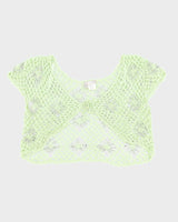 Green Y2K Spider Crochet Sparkly Shrug - S