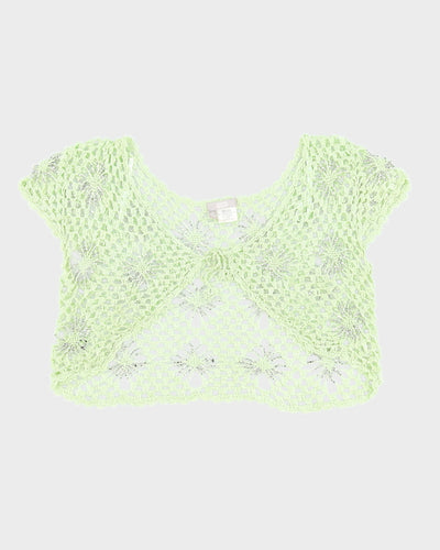 Green Y2K Spider Crochet Sparkly Shrug - S