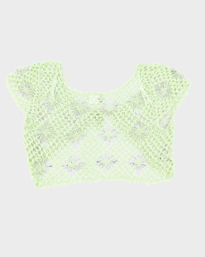 Green Y2K Spider Crochet Sparkly Shrug - S