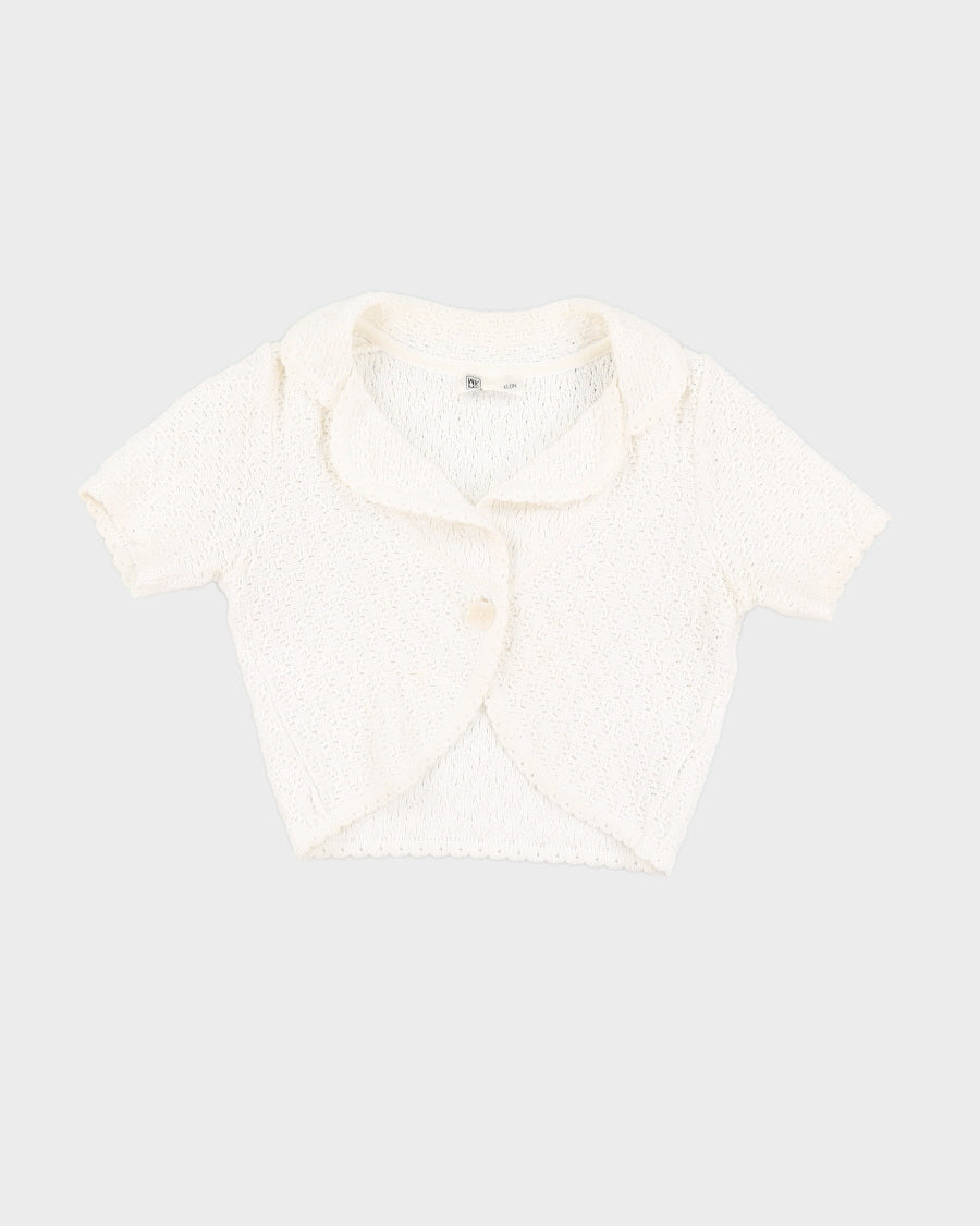 Vintage White Knit Bolero - S