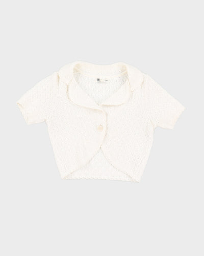 Vintage White Knit Bolero - S