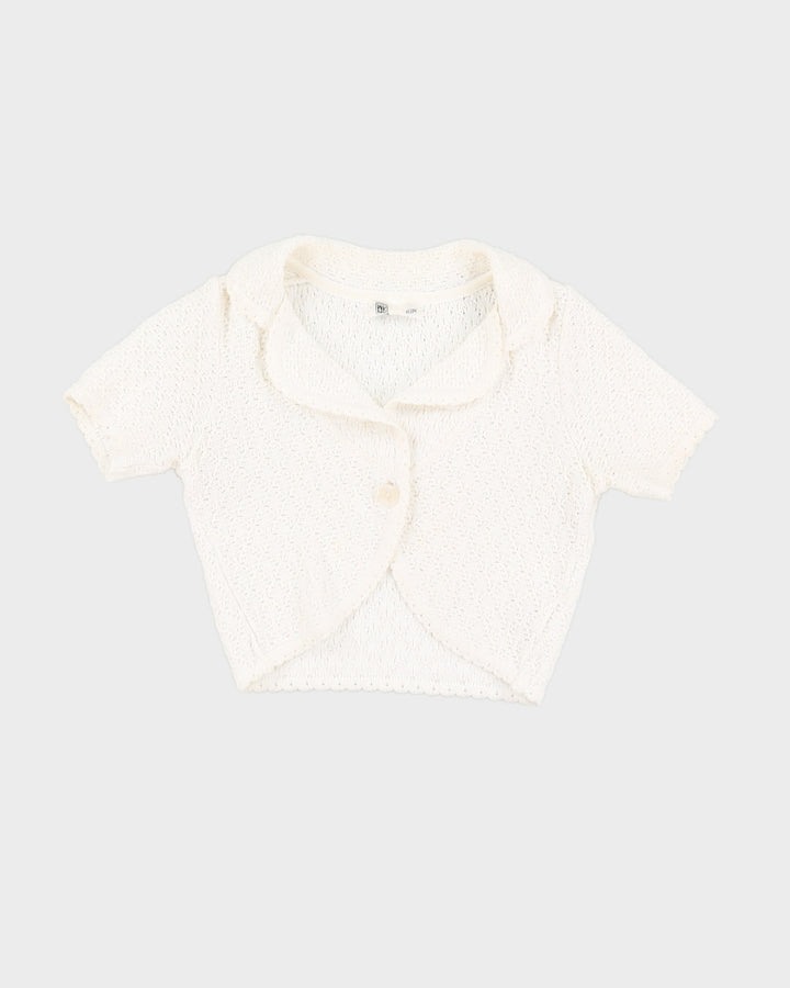 Vintage White Knit Bolero - S