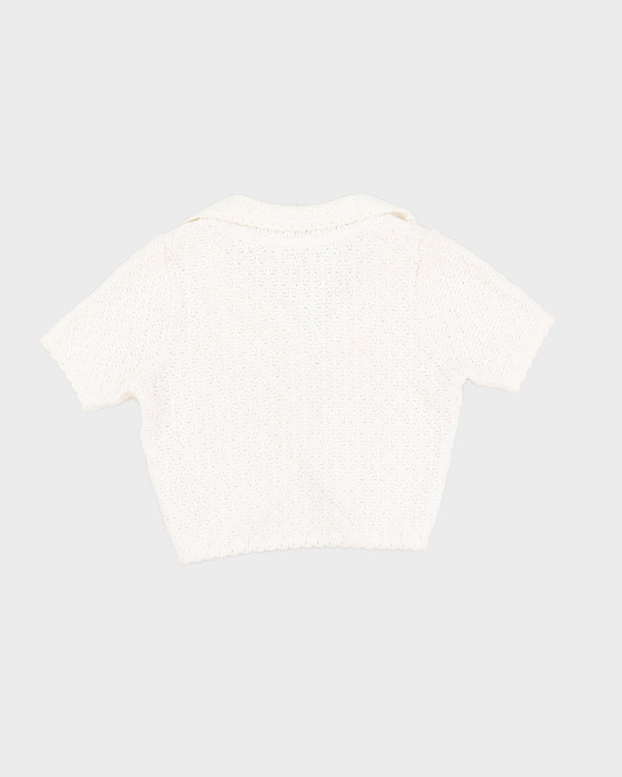 Vintage White Knit Bolero - S