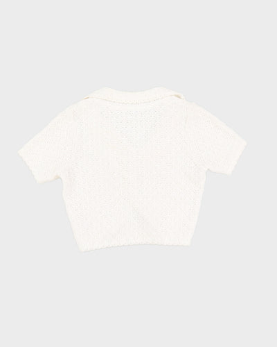 Vintage White Knit Bolero - S