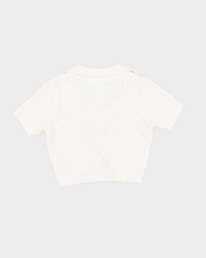 Vintage White Knit Bolero - S