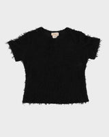 Black Short Sleeved Textured Jumper - M
