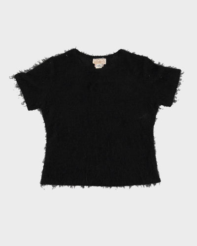 Black Short Sleeved Textured Jumper - M