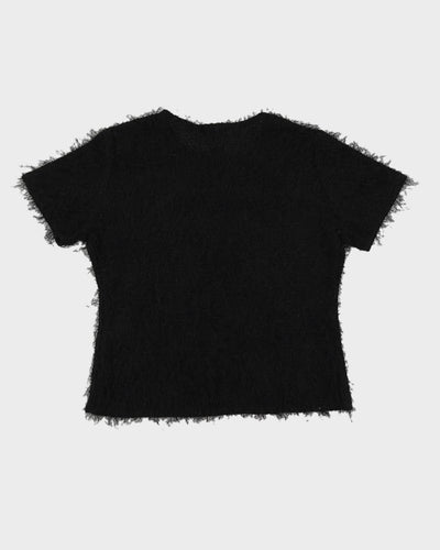 Black Short Sleeved Textured Jumper - M