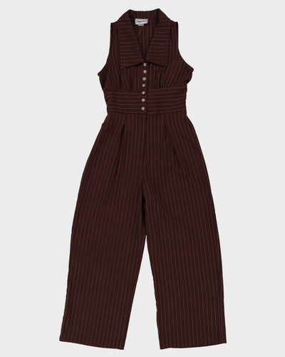 Vintage 80s Sheena Brown Pinstripe Jumpsuit - S/M