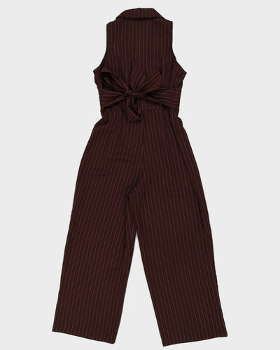 Vintage 80s Sheena Brown Pinstripe Jumpsuit - S/M