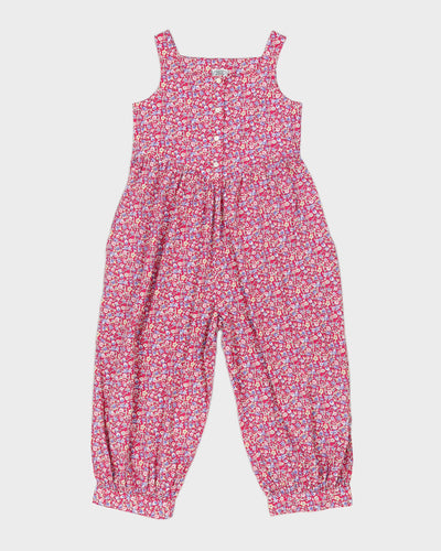 Vintage 90s Laura Ashley Pink Sleeveless Floral Jumpsuit - M