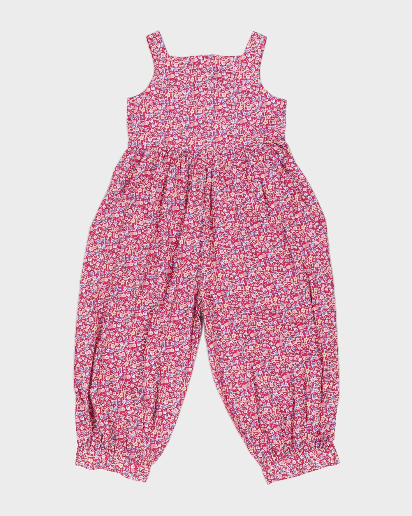 Vintage 90s Laura Ashley Pink Sleeveless Floral Jumpsuit - M