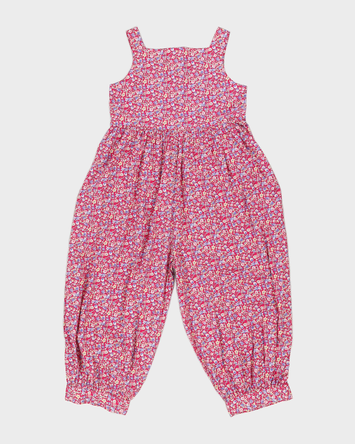 Vintage 90s Laura Ashley Pink Sleeveless Floral Jumpsuit - M
