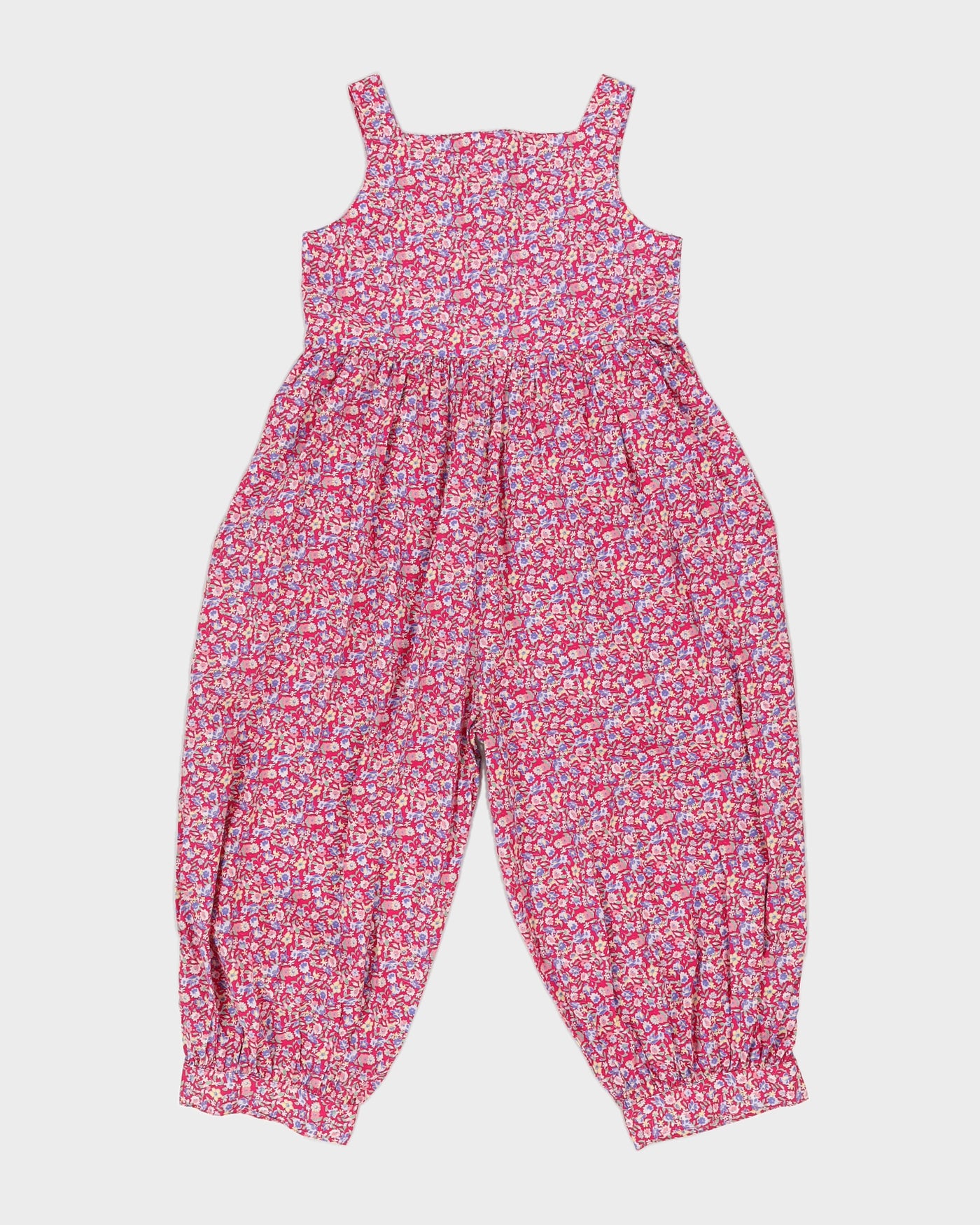 Vintage 90s Laura Ashley Pink Sleeveless Floral Jumpsuit - M