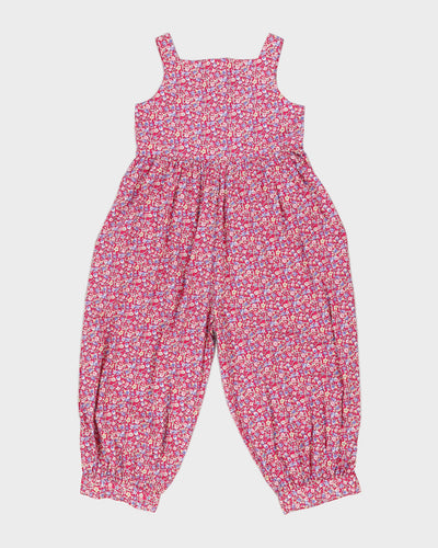 Vintage 90s Laura Ashley Pink Sleeveless Floral Jumpsuit - M