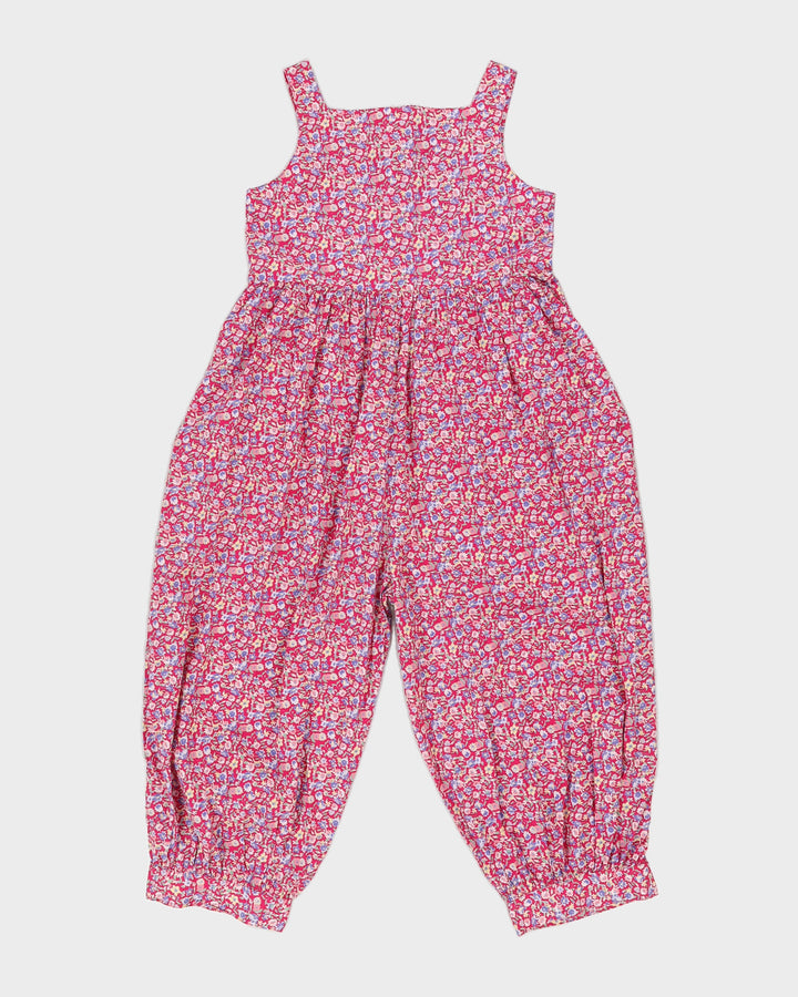 Vintage 90s Laura Ashley Pink Sleeveless Floral Jumpsuit - M