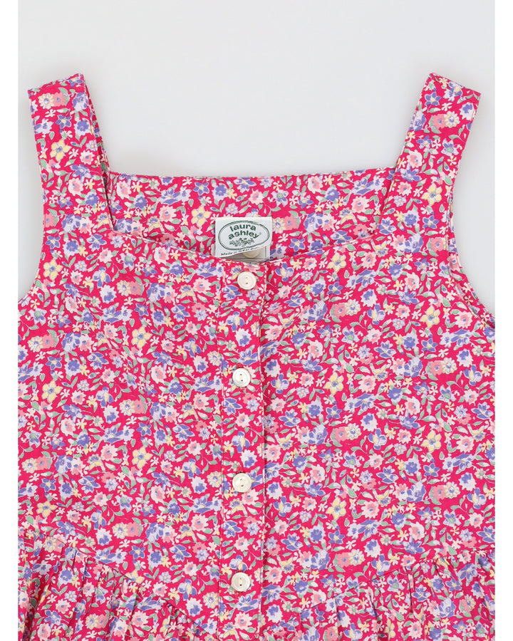 Vintage 90s Laura Ashley Pink Sleeveless Floral Jumpsuit - M