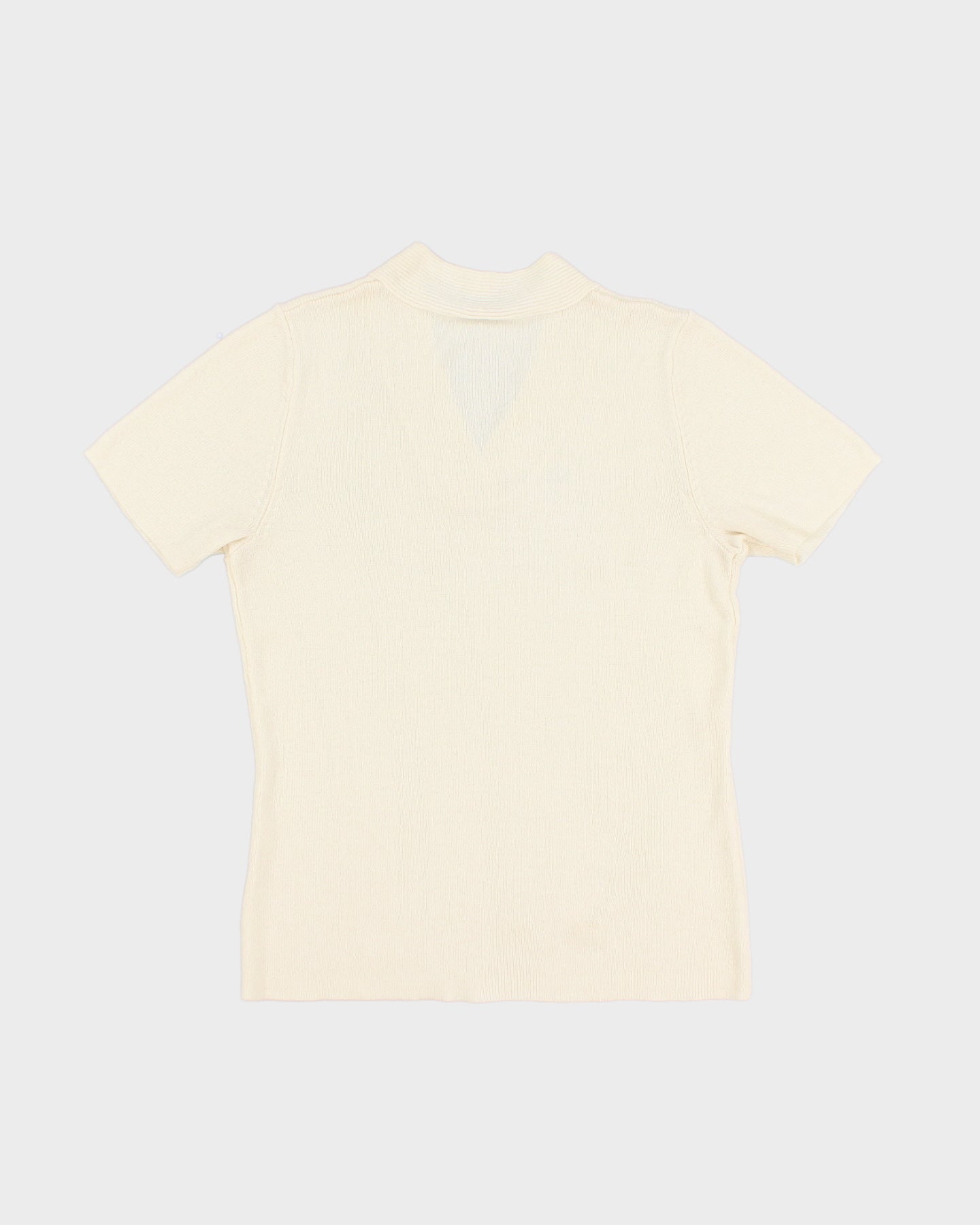 Cream Short Sleeved Knitted Top - S
