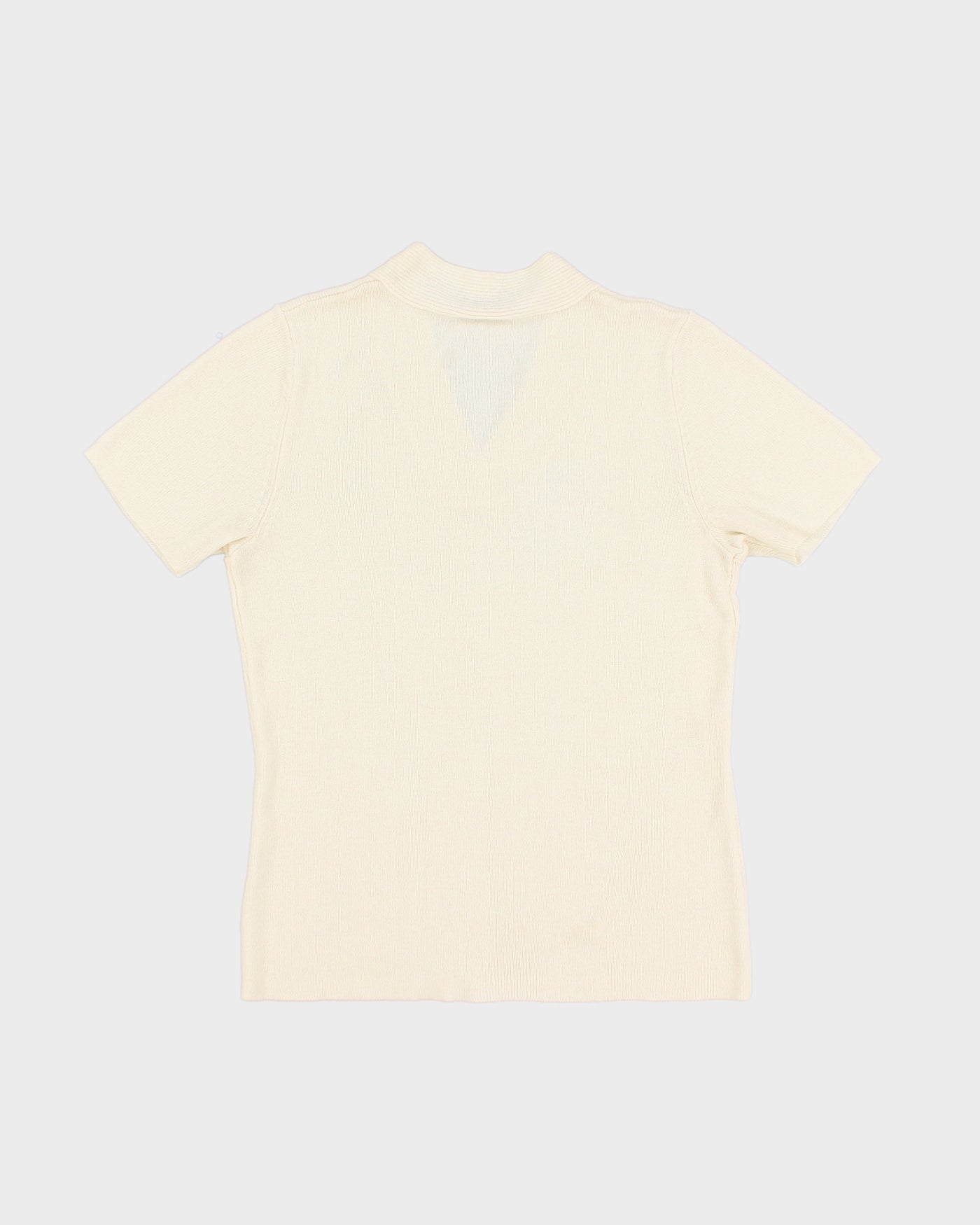 Cream Short Sleeved Knitted Top - S
