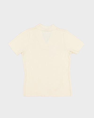 Cream Short Sleeved Knitted Top - S