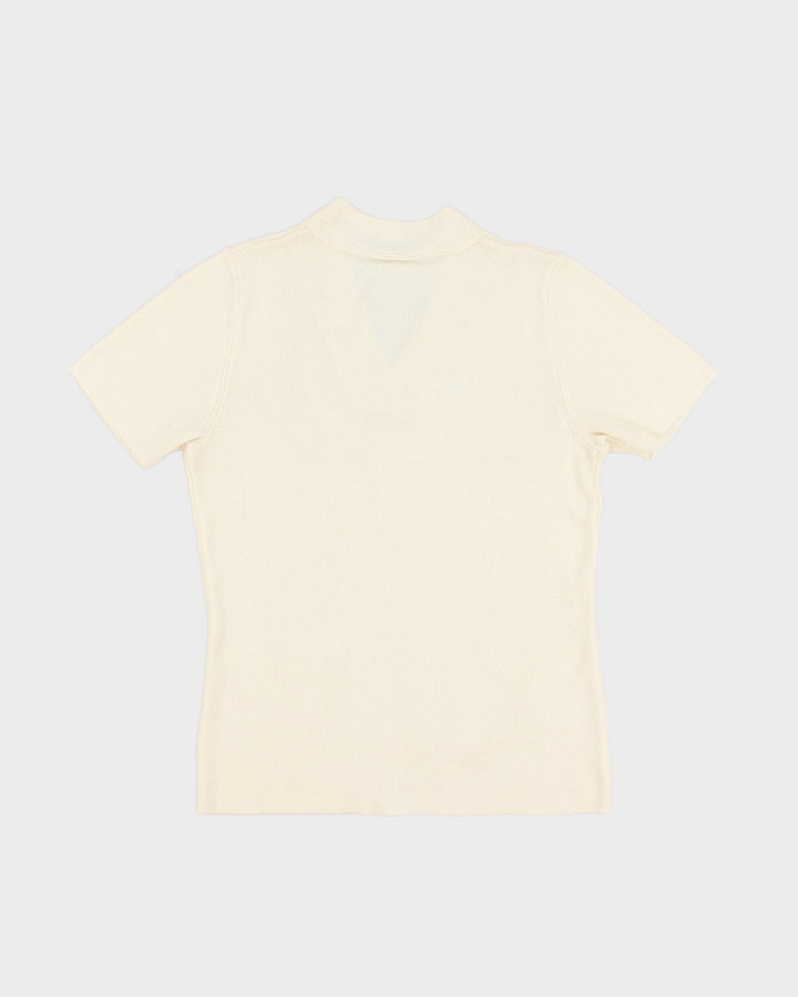 Cream Short Sleeved Knitted Top - S
