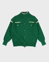 Womens Green and White Zip up Cardigan - S