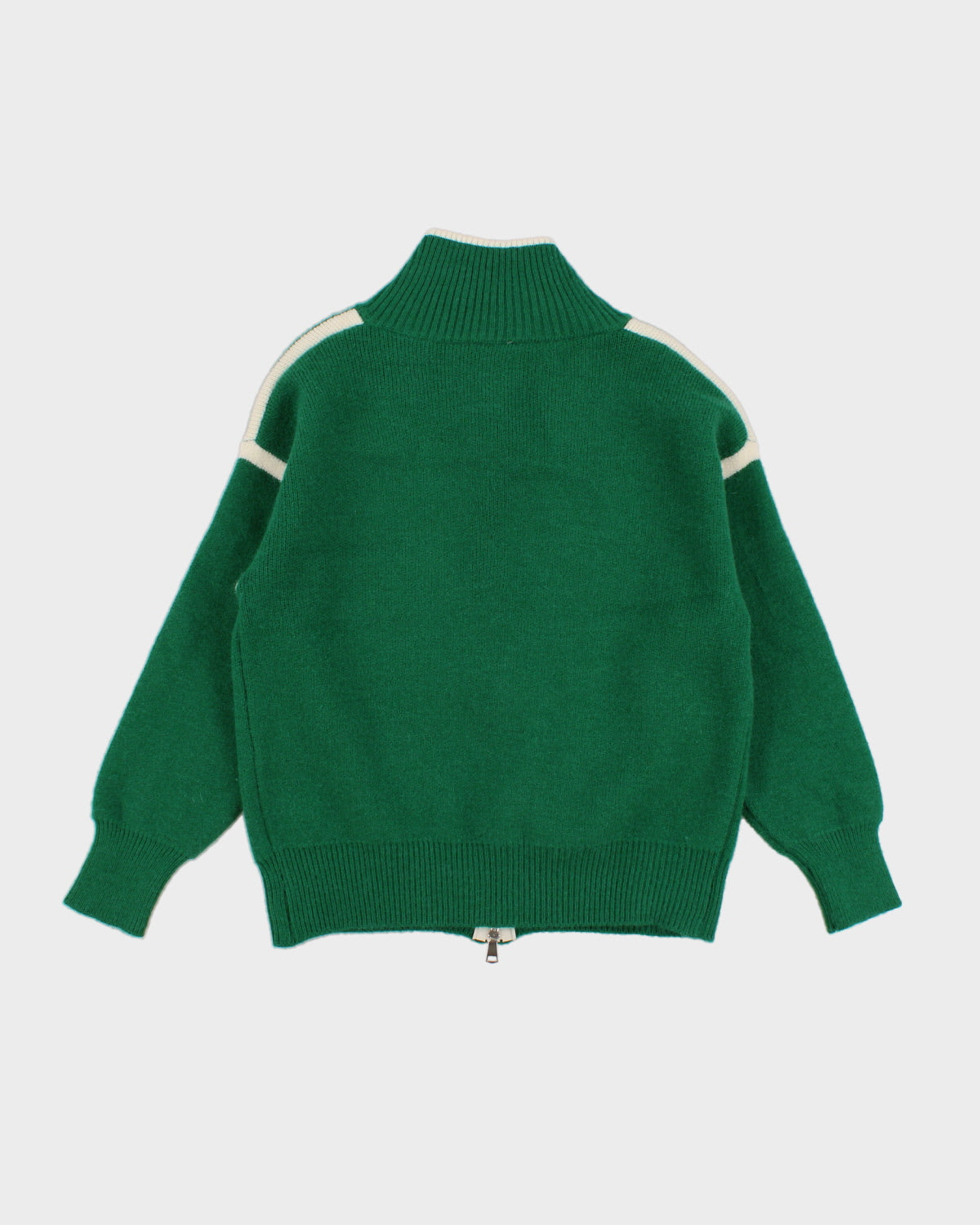 Womens Green and White Zip up Cardigan - S