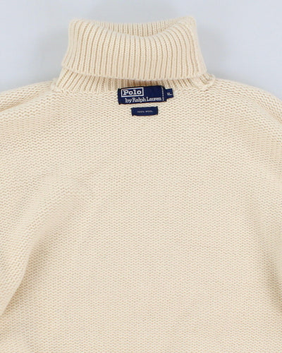 Womens White Ralph Lauren Chunky Wool Turtleneck Jumper - XL