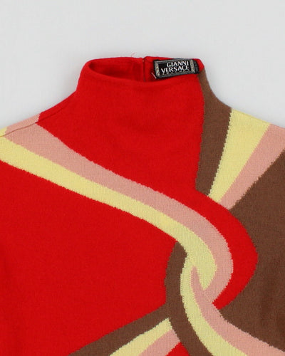 Womens Red and Brown Graphic Pattern Gianni Versace Jumper - XS