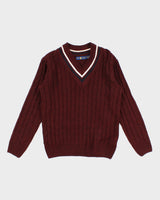 Womens Burgundy Ralph Lauren V-Neck Jumper - M