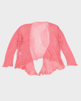 Womens Pink Balletcore Transparent Loose Knit Cardigan - S