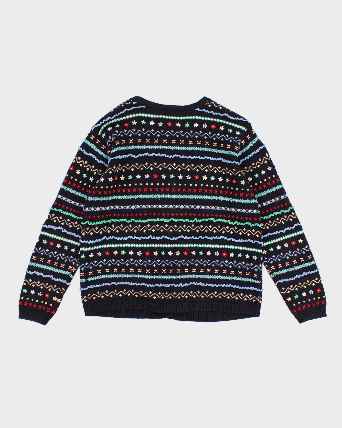 Womens Talbots Black and Rainbow Patterned Cotton Cardigan - M