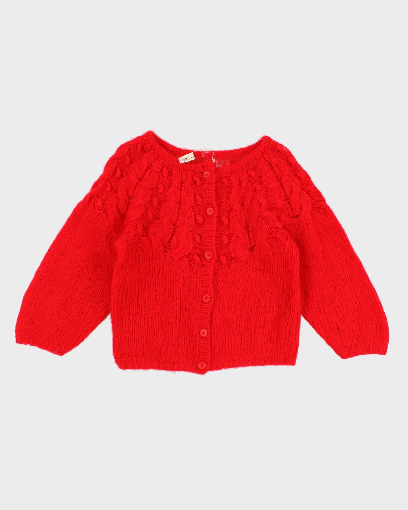 Womens Bright Red Chunky Knit Cardigan - S