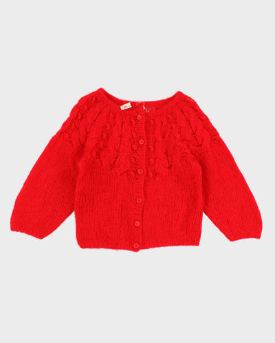 Womens Bright Red Chunky Knit Cardigan - S