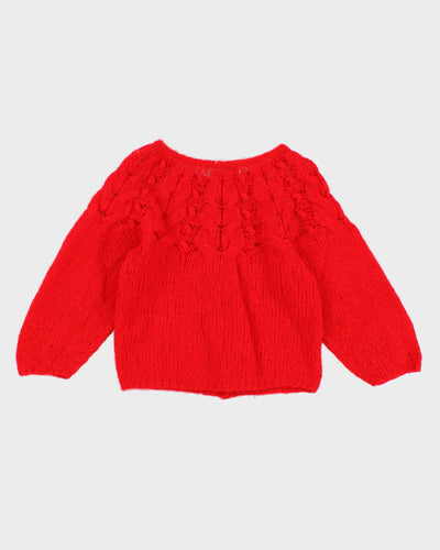 Womens Bright Red Chunky Knit Cardigan - S