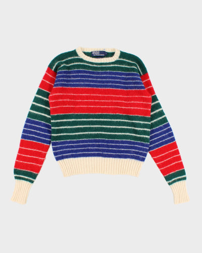 Womens Red Green and Blue Ralph Lauren Wool Jumper - S