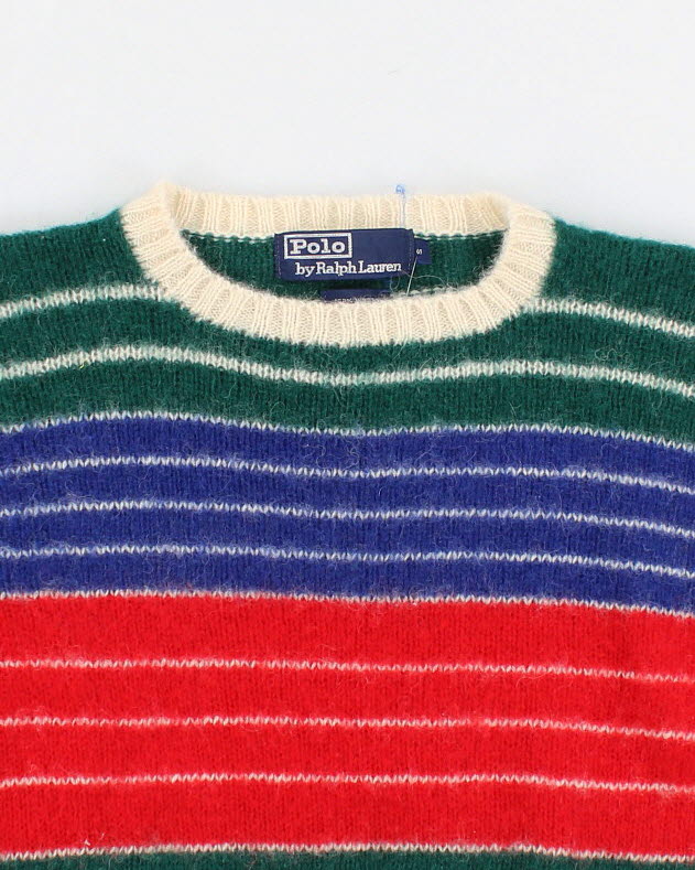 Womens Red Green and Blue Ralph Lauren Wool Jumper - S