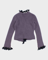 Womens Lavender Angora Lambswool Blend Cardigan - XS