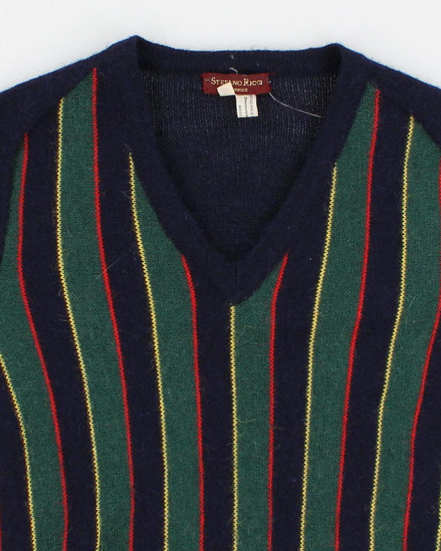 Womens Vintage Stefano Ricci Navy and Green Jumper - S