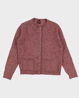 Womens Vintage Pure Wool Mauve Knit Scottish Cardigan - M