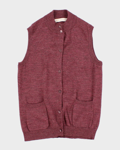 Womens Purple Knit Button Up Cardigan Vest - M