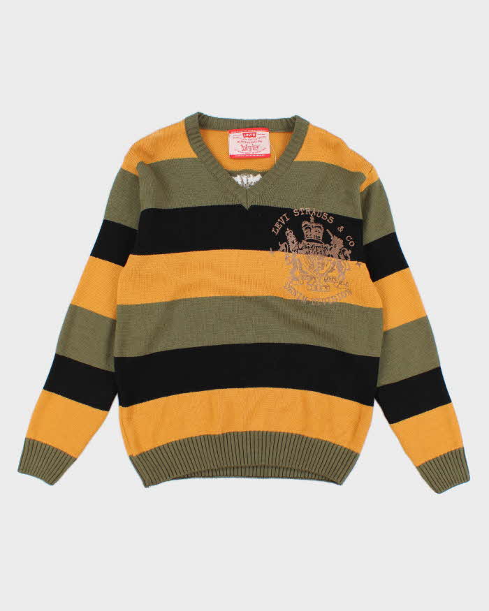 Womens Black and Yellow Striped Levi's Jumper - S