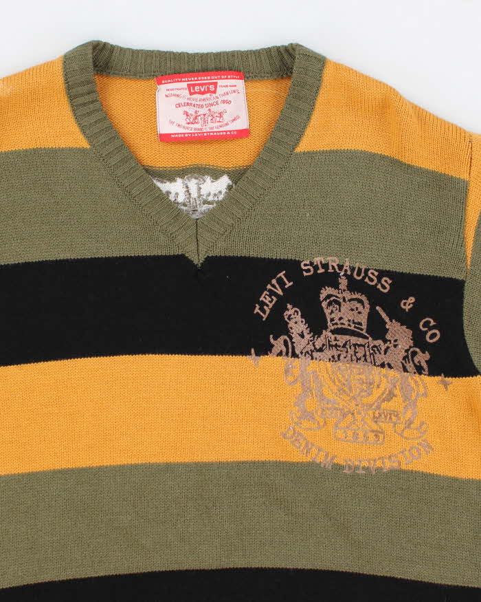 Womens Black and Yellow Striped Levi's Jumper - S