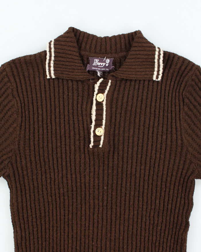 Vintage 1990s Norvy Brown T-Shirt Knit Jumper - M
