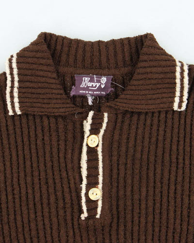 Vintage 1990s Norvy Brown T-Shirt Knit Jumper - M