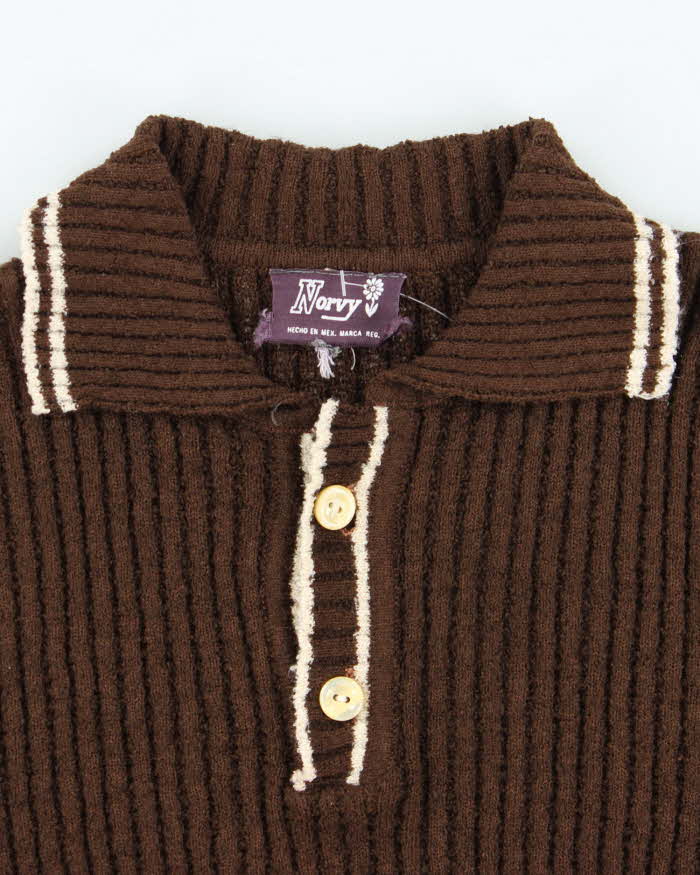 Vintage 1990s Norvy Brown T-Shirt Knit Jumper - M