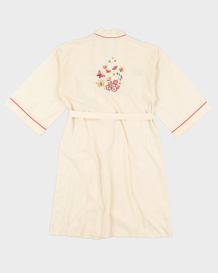 Cream Butterfly Print Kimono - S