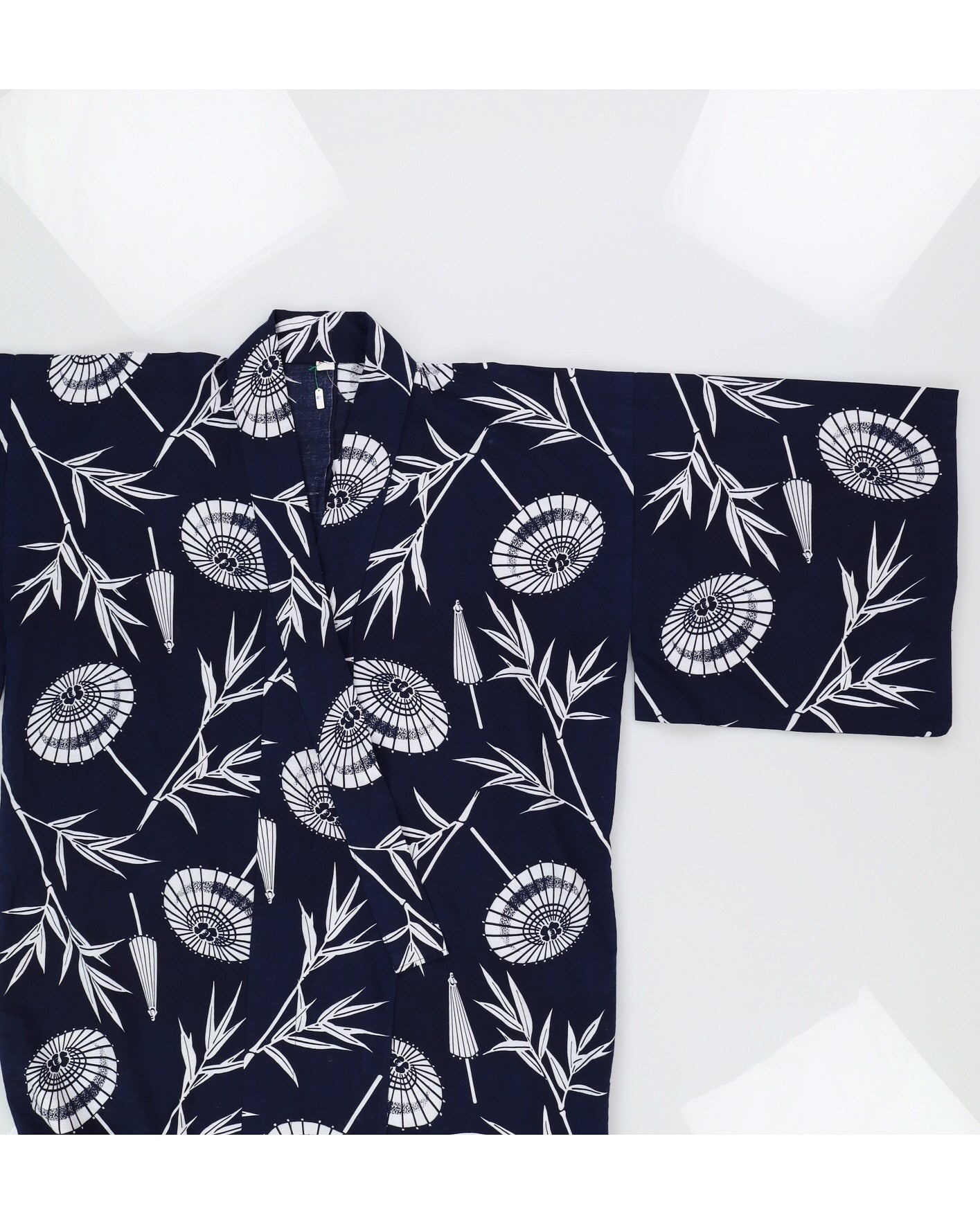 Vintage Navy &amp; White Printed Kimono - M