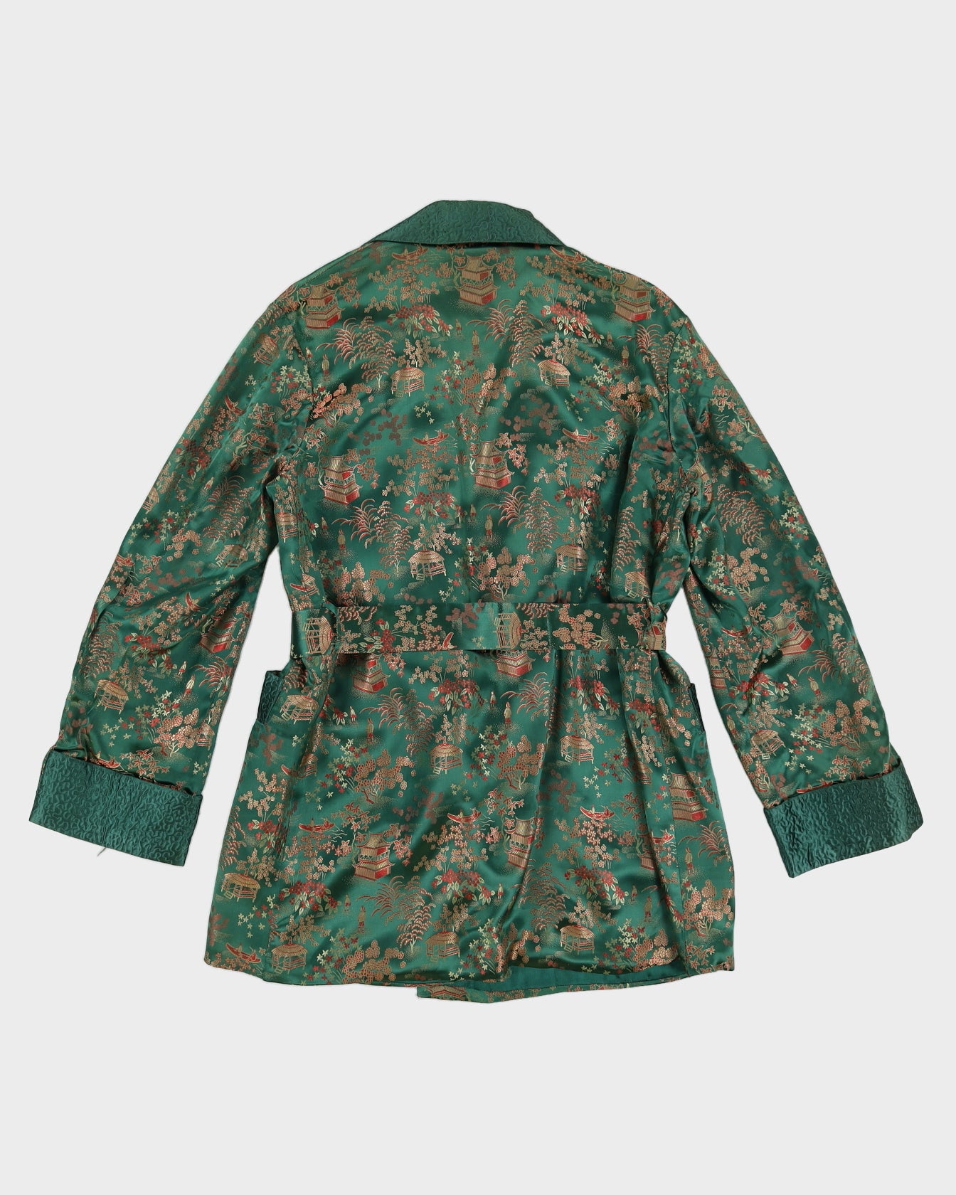 Vintage 90s Oriental Brand Green Kimono Robe - M